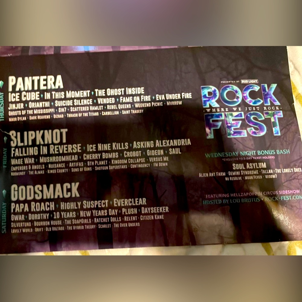 2 tickets to ROCK FEST in Wisconsin July 12-14